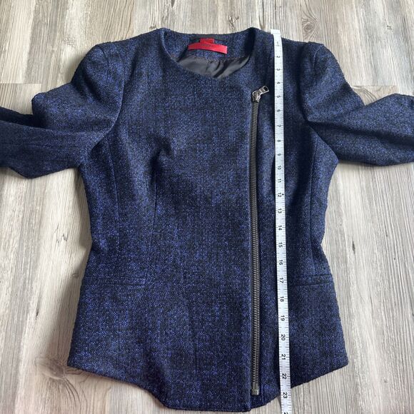 HUGO Hugo Boss Women’s Black And Blue Blazer with Off Center Zipper And Pockets - Picture 8 of 12